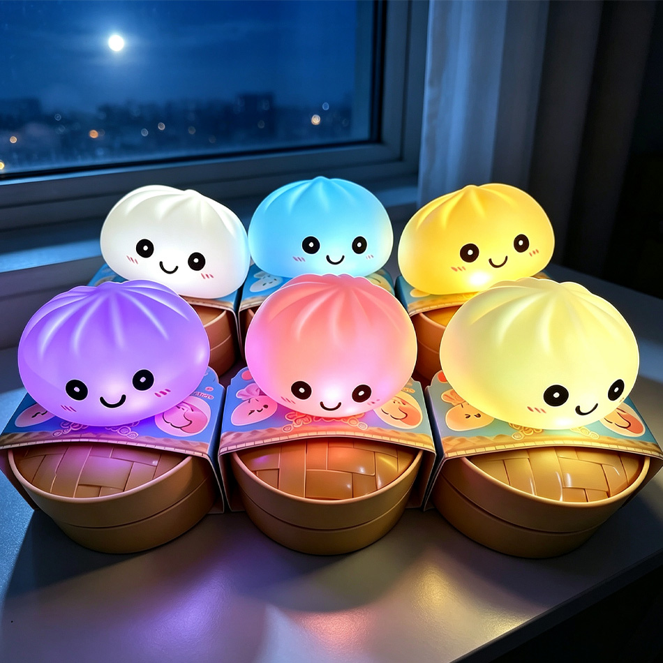 Food Grocery Snacks - Aesthetic LED Bun Night Light, Soft