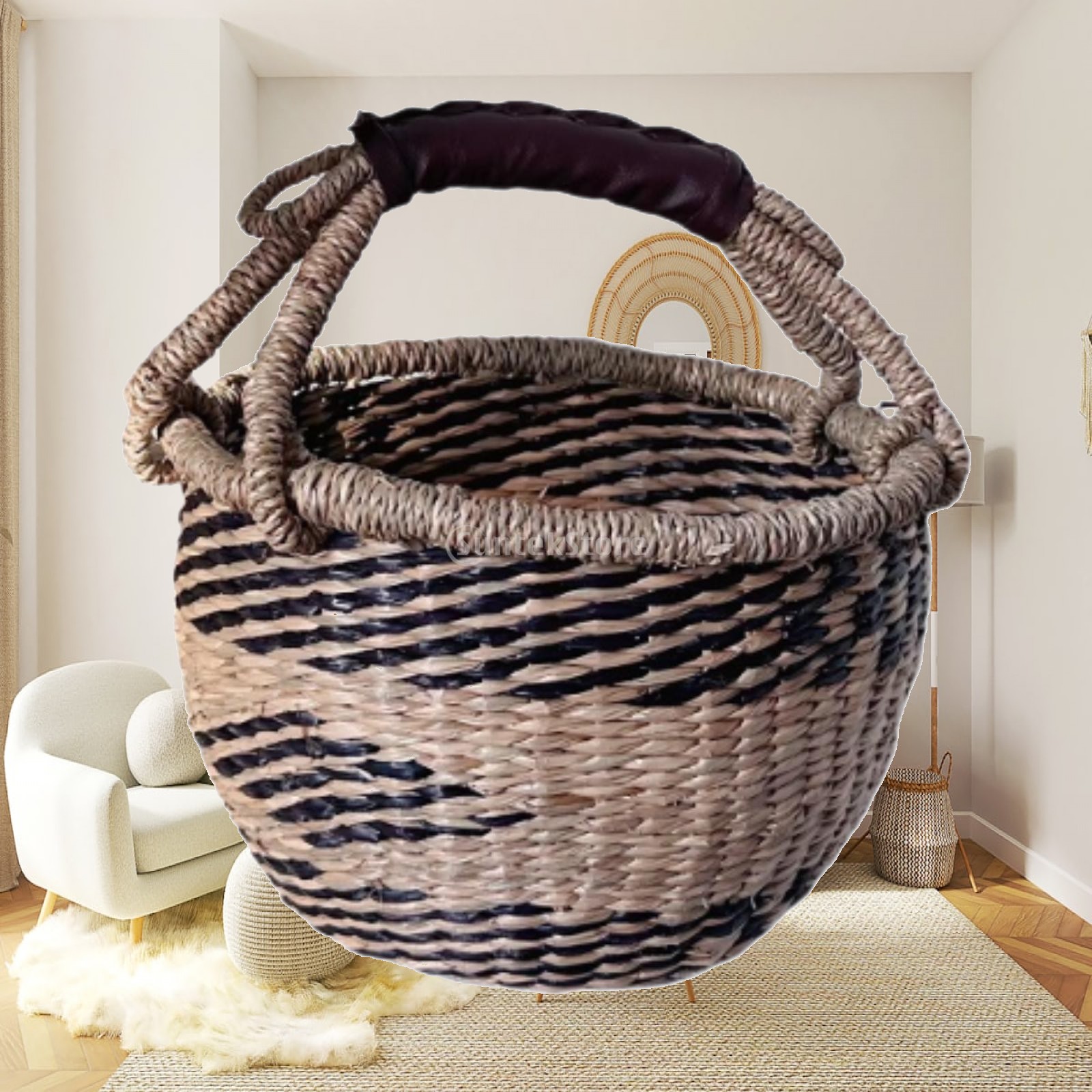 Food Snacks For Picnic - Handwoven Picnic Basket Multifunction Sundries Basket