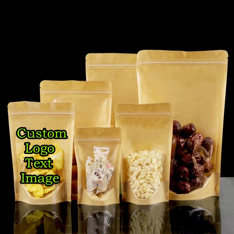 Food Or Snacks - 100PCS Clear Stand-up Kraft Paper Ziplock