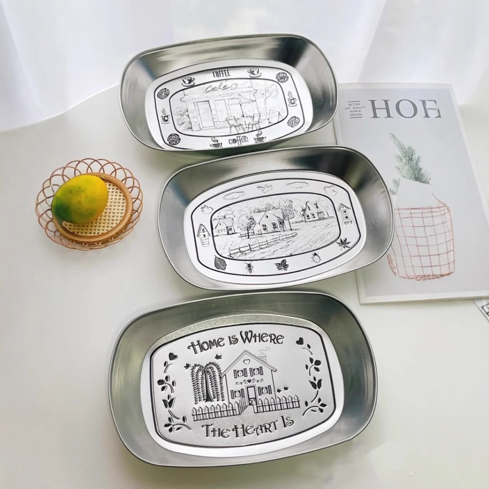2PCS Vintage American Tin Tray - Food Snacks For Picnic recension och pris