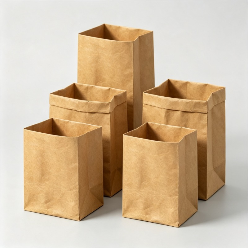 Washed Kraft Paper Bags 3 Pcs  - Food Grocery Snacks recension och pris