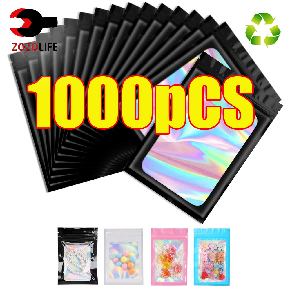 10-1000Pcs Holographic Ziplock - Food Or Snacks recension och pris