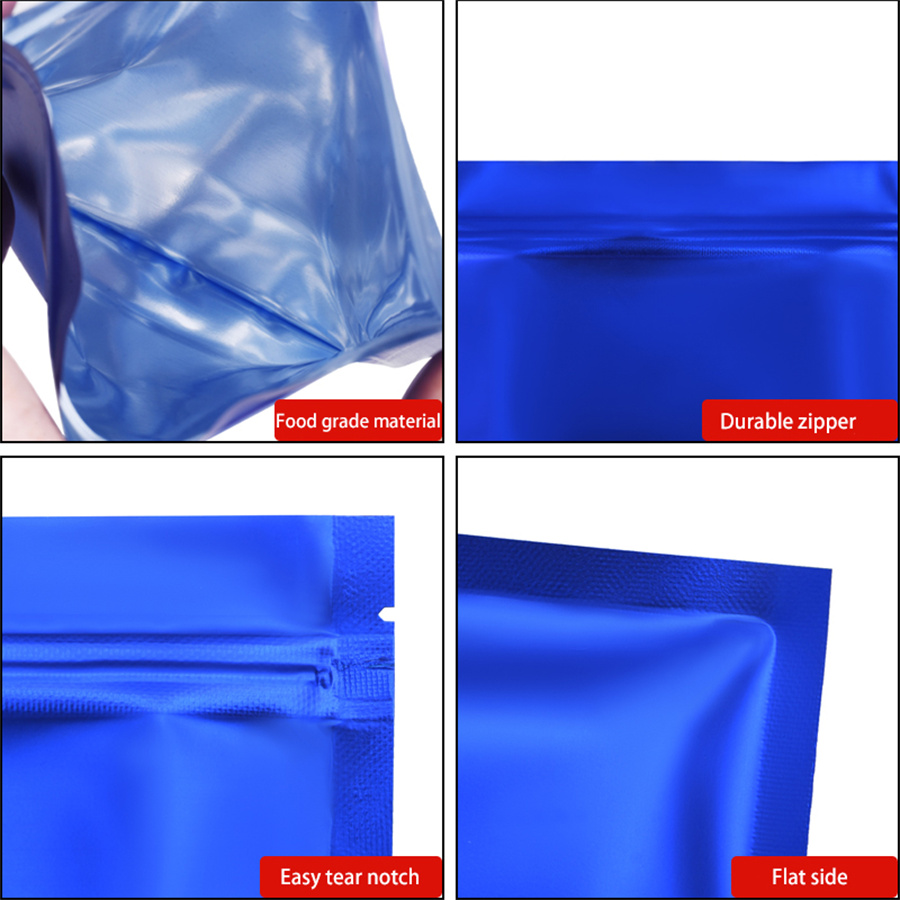 100pcs Matte Blue Foil Zipper  - Snacks Food Usa recension och pris