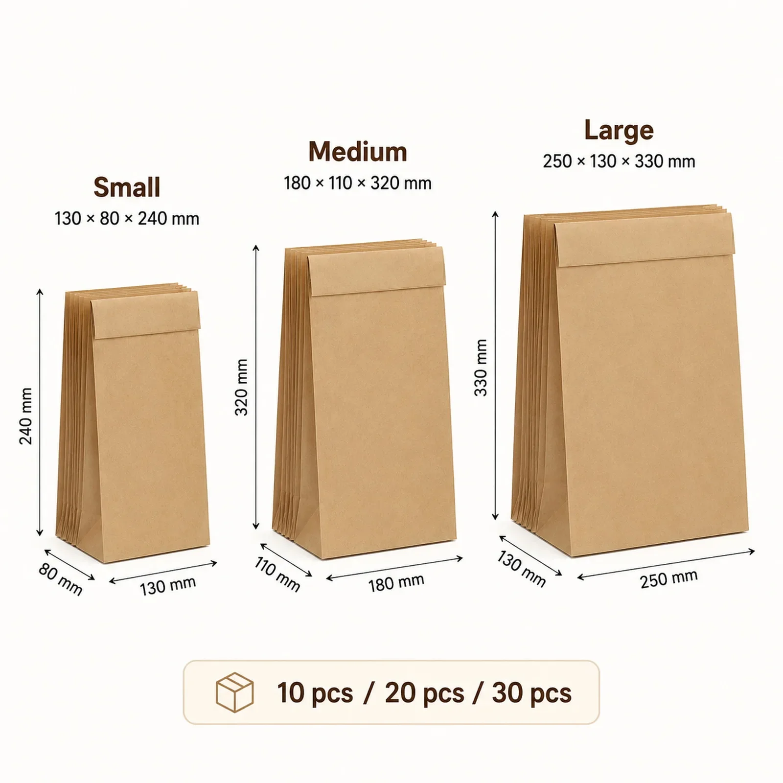 10-30Pcs Small Brown Kraft Pap - Food Or Snacks recension och pris