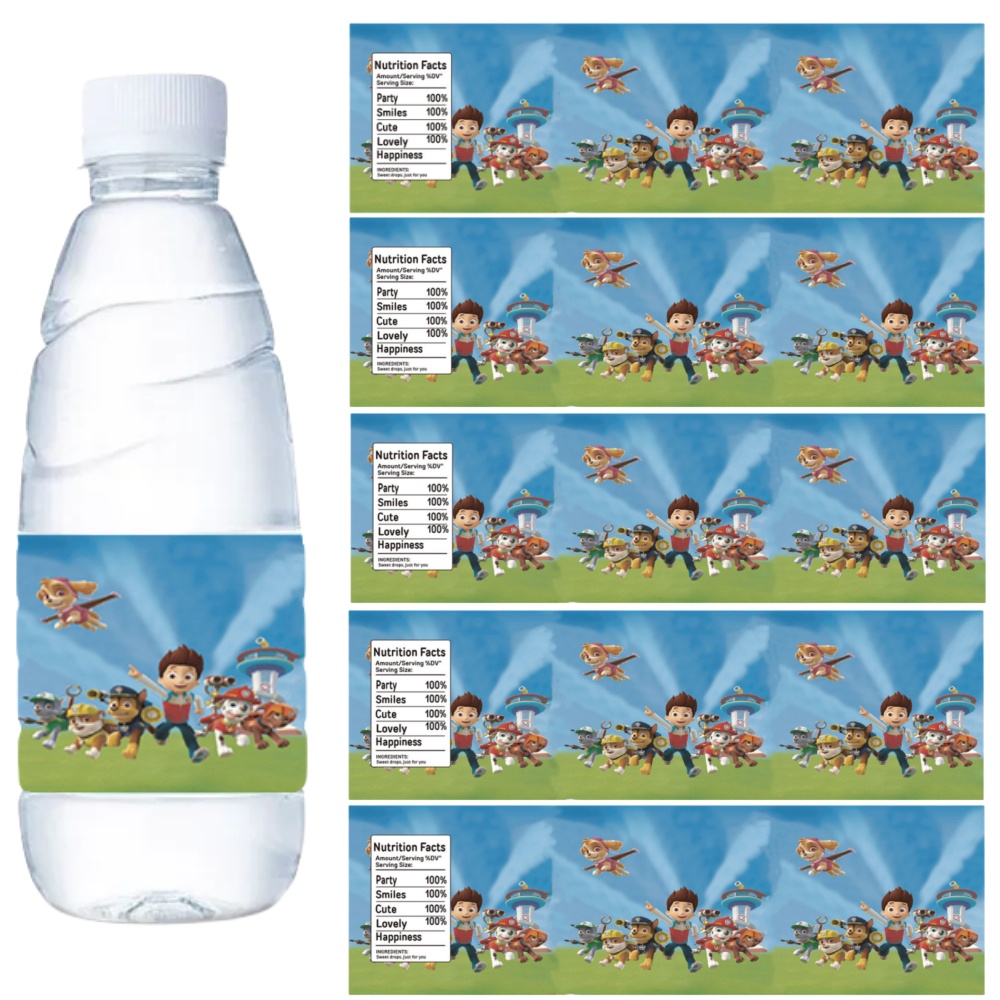Paw Patrol Water Bottle Labels - Candy Sour Strip recension och pris