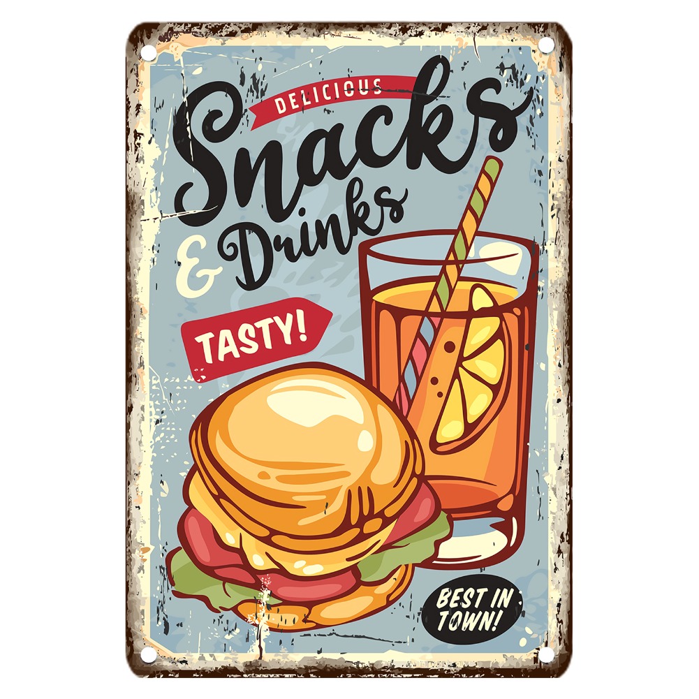 Vintage Food Metal Sign, 12x8  - Food Snacks With Iron recension och pris